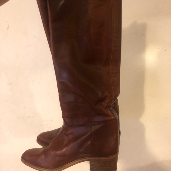 Brown leather boots size 6 1/2 - Picture 2 of 2